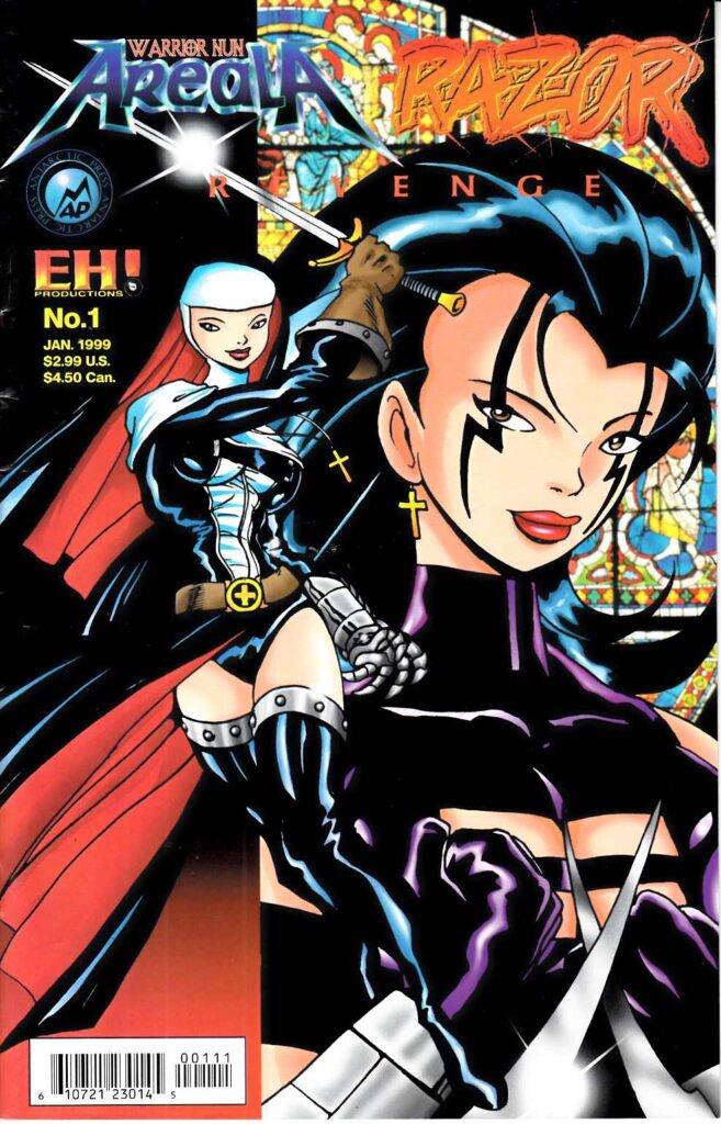 Capa de quadrinhos Warrior Nun de 1999.