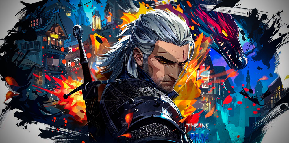 The Witcher em seu universo, representado por uma imagem de animação por computador