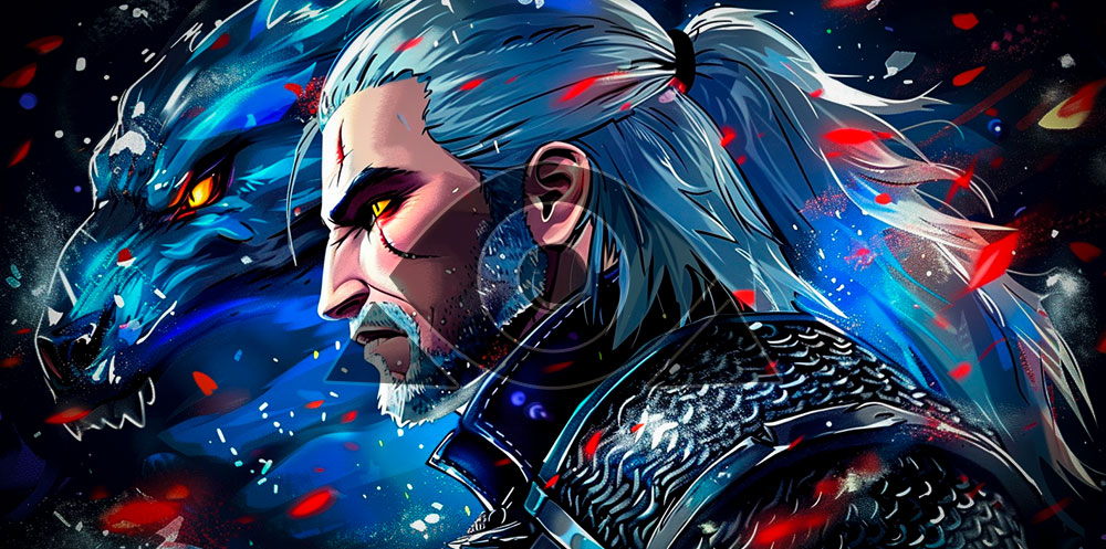 The Witcher em seu universo, representado por uma imagem de animação por computador