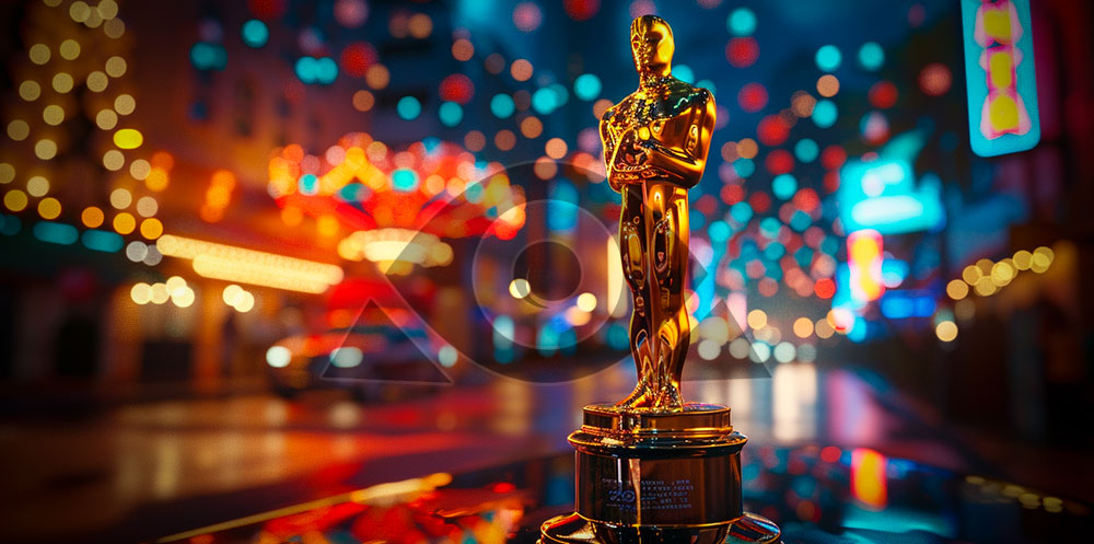 Filmes subestimados representados pela estatueta do Oscar no meio da rua