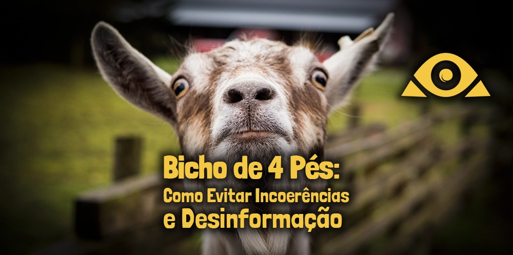 Imagem de um cabrito com a legenda 'Bicho de 4 Pés: Como Evitar Incoerências e Desinformação' - post sobre calçar o bicho de 4 pés no Candomblé, tradição espiritual e conhecimento ancestral.